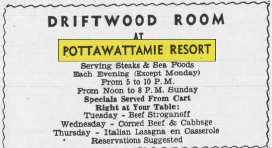 Pottawattamie Resort - Apr 18 1961 Ad (newer photo)